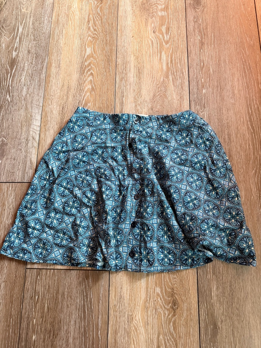 Lush Blue Paisley Button-Front Women's Skirt